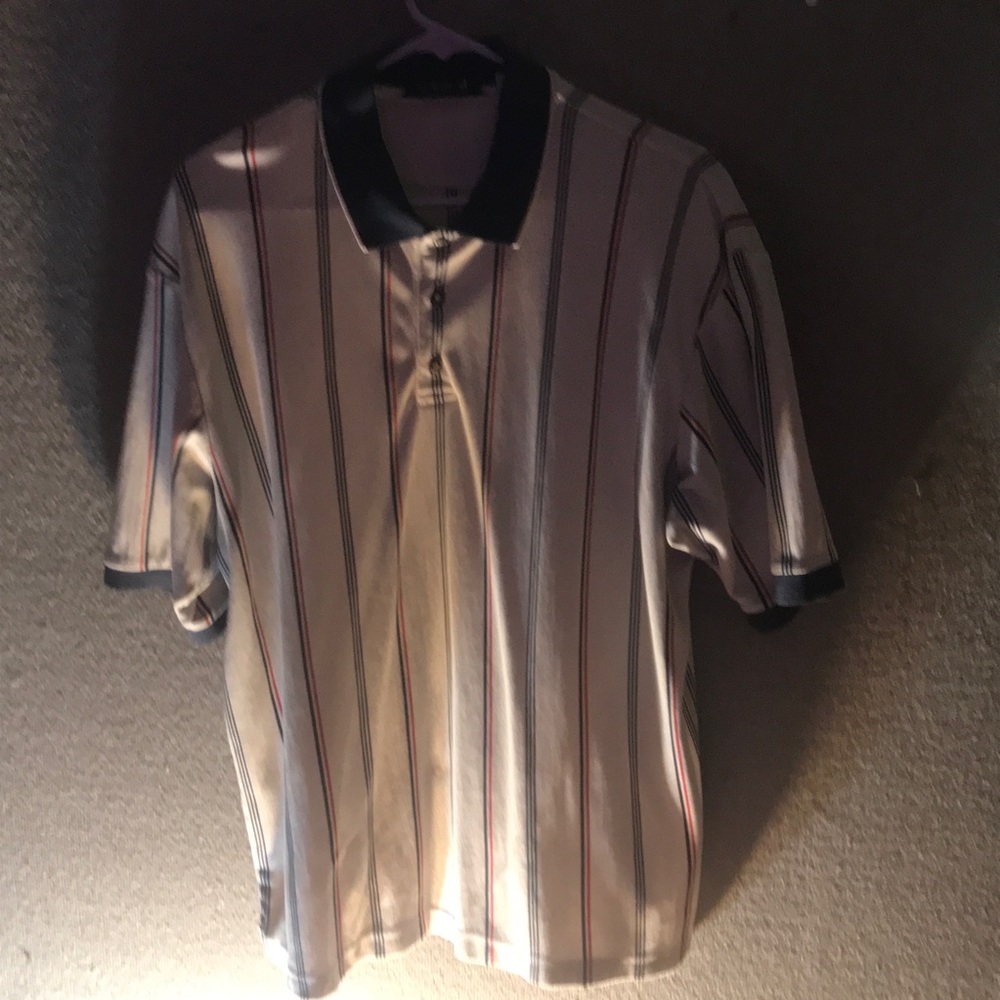 Men's Striped Polo Shirt - Cream and Black